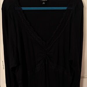Torrid Black V-Neck Lace Top